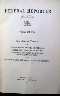 FEDERAL REPORTER Second Series Volume 288 F.2d