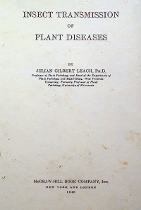 INSECT TRANSMISSION OF PLANT DISEASES