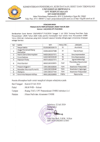 PENGUMUMAN FINALIS DUTA PERPUSTAKAAN UNSRI TAHUN 2024