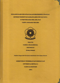 PENGARUH RASIO KEUANGAN DALAM MEMPREDIKSI FINANCIAL DISTRESS PEMERINTAH DAERAH KABUPATEN DAN KOTA DI PROVINSI SUMATERA SELATAN TAHUN ANGGARAN 2014-2018