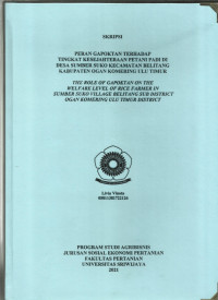 PERAN GAPOKTAN TERHADAP TINGKAT KESEJAHTERAAN PETANI PADI DI DESA SUMBER SUKO KECAMATAN BELITANG KABUPATEN OGAN KOMERING ULU TIMUR