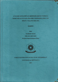 ANALISIS KEMAMPUAN BERPIKIR KRITIS PESERTA DIDIK KELAS XI PADA MATERI TERMODINAMIKA DI SMAN 1 TALANG KELAPA