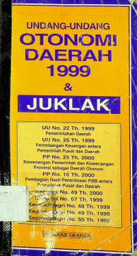 UNDANG-UNDANG OTONOMI DAERAH 1999 & JUKLAK