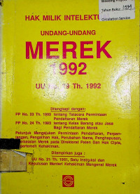 HAK MILIK INTELEKTUAL UU MEREK 1992 UU NO. 19 TH 1992