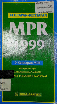 KETETAPAN - KETETAPAN MPR 1999 : 9 Ketetapan MPR