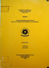 ANALISA KINERJA KEUANGAN PADA PT. MUSI HUTAN PERSADA PALEMBANG