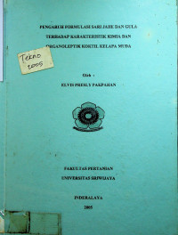 PENGARUH FORMULASI SARI JAHE DAN GULA TERHADAP KARAKTERISTIK KIMIA DAN ORGANOLEPTIK KOKTIL KELAPA MUDA