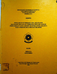 PENGARUH INFORMASI LABA AKUNTANSI DAN RASIO KEUANGAN TERBADAP RETURN SAHAM PERUSAHAAN YANG LISTING DI BURSA EFEK JAKARTA PADA PERIODE BULLISH DAN BEARISH