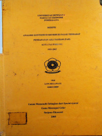 ANALISlS KONTRIBUSl RETRIBUSI PASAR TERHADAP PENDAPATAN ASLI DAERAH (PAD) KOTA PALEMBANG 1993-2003