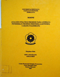 ANALISIS STRATEGI PROMOSI PADA LEMBAGA PENDIDIKAN PROFESI INDONESIA (LEPPINDO) CABANG PALEMBANG