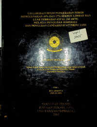 UJI LABORATORIUM PERKERASAN POROS MENGGUNAKAN 10% DAN 17% SERBUK LIMBAH BAN LUAR TERHADAP ASPAL (AC 60/70) MELALUI PENGUJIAN MARSHALL DAN PENGUJIAN CANTABRO SCATTERING LOSS