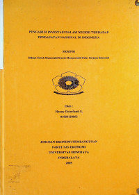 PENGARUH INVESTASI DALAM NEGERI TERHADAP PENDAPATAN NASIONAL DI INDONESIA