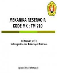 MEKANIKA RESERVOAR KODE MK : TM-210