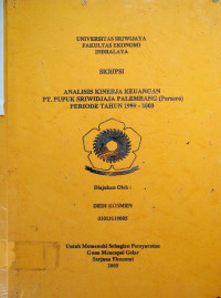 ANALISIS KINERJA KEUANGAN PT. PUPUK SRIWIDJAJA PALEMBANG (Persero) PERIODE TAHUN 1999 – 2003