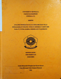 ANALISIS PENERAPAN PAJAK PERTAMBAHAN NILAI BERDASARKAN UNDANG-UNDANG NOMOR 18 TAHUN 2000 PADA PT. PUTRA DARMA CEMERLANG PALEMBANG