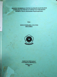 RESPON PEMBERIAN PUPUK KANDANG DAN SULFUR TERHADAP KANDUNGAN SISTIN DAN METIONIN RUMPUT RAJA (Pennisetum Purpureophoides)