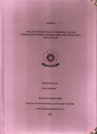 ANALISIS STRUKTURAL FUNGSIONAL DALAM PEMBANGUNAN DESA (STUDI DI DESA PIPA PUTIH KEC. PEMULUTAN)