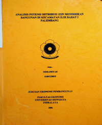 ANALISIS POTENSI RETRIBUSI IZIN MENDIRIKAN BANGUNAN DI KECAMATAN ILIR BARAT I PALEMBANG