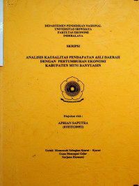 ANALISIS KAUSALITAS PENDAPATAN ASLI DAERAH DENGAN PERTUMBUHAN EKONOMI KABUPATEN MUSI BANYUASIN