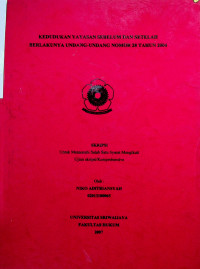 KEDUDUKAN YAYASAN SEBELUM DAN SETELAH BERLAKUNYA UNDANG-UNDANG NOMOR 28 TAHUN 2004