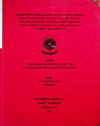 ANALISIS TENTANG HUBUNGAN HUKUM ANTARA BANK, OPERATOR SELULER DAN NASABAH (CUSTOMER) DALAM HAL PENGISIAN PULSA MELALUI AUTOMATIC TELLER MACHINE (STUDI PADA PT. BANK PEMBANGUNAN DAERAH SUMATERA SELATAN DAN PT. INDOSAT Tbk. PALEMBANG)