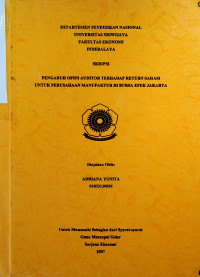 PENGARUH OPINI AUDITOR TERHADAP RETURN SAHAM UNTUK PERUSAHAAN MANUFAKTUR DI BURSA EFEK JAKARTA