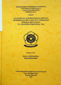 ANALISIS NILAI PERUSAHAAN DENGAN PENDEKATAN MVA DAN EVA TERHADAP KINERJA KEUANGAN PT. MANDOM INDONESIA, TBK.