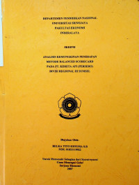 ANALISIS KEMUNGKINAN PENERAPAN METODE BALANCED SCORECARD PADA PT. KERETA API (PERSERO) DIVISI REGIONAL III SUMSEL