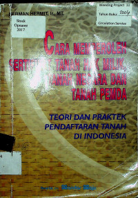 CARA MEMPEROLEH SERTIFIKAT TANAH HAK MILIK, TANAH NEGARA DAN TANAH PEMDA; TEORI DAN PRAKTEK PENDAFTARAN TANAH DI INDONESIA