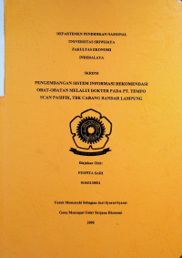 PENGEMBANGAN SISTEM INFORMASI REKOMENDASI OBAT-OBATAN MELALUI DOKTER PADA PT. TEMPO SCAN PASIFIK, TBK CABANG BANDAR LAMPUNG