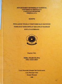 PENGARUH TINGKAT PERTUMBUHAN EKONOMI TERHADAP KEMAMPUAN KEUANGAN DAERAH KOTA PALEMBANG