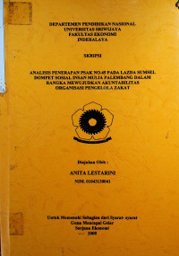 ANALISIS PENERAPAN PSAK NO.45 PADA LAZDA SUMSEL DOMPET SOSIAL INSAN MULIA PALEMBANG DALAM RANGKA MEWUJUDKAN AKUNTABILITAS ORGANISASI PENGELOLA ZAKAT