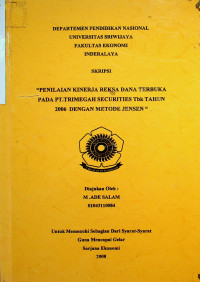 PENILAIAN KINERJA REKSA DANA TERBUKA PT.TRIMEGAH SECURITIES Tbk. TAHUN 2006 DENGAN  PADA METODE JENSEN