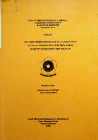 ANALISIS EFISIENSI PRODUKSI USAHA KERAJINAN ANYAMAN TIKAR PURUN DESA PEDAMARAN KABUPATEN OKI SUMATERA SELATAN