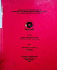 PERLINDUNGAN HUKUM TERHADAP SOFTWARE MENURUT UNDANG-UNDANG NO.19 TAHUN 2002 TENTANG HAK CIPTA