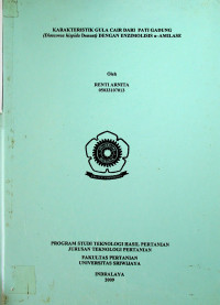 KARAKTERISTIK GULA CAIR DARI PATI GADUNG (Dioscorea hispida Dennst) DENGAN ENZIMOLISIS α-AMILASE