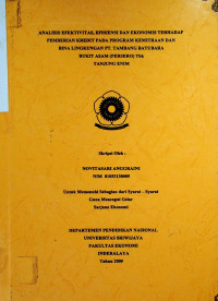 ANALISIS EFEKTIVITAS, EFISIENSI DAN EKONOMIS TERHADAP PEMBERIAN KREDIT PADA PROGRAM KEMITRAAN DAN BINA LINGKUNGAN PT TAMBANG BATUBARA BUKIT ASAM (PERSERO) TBK. TANJUNG ENIM