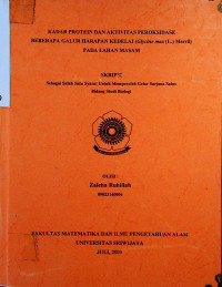 KADAR PROTEIN DAN AKTIVITAS PEROKSIDASE BEBERAPA GALUR HARAPAN KEDELAI (Glycine max (L.) Merril) PADA LAHAN MASAM