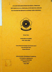 ANALISIS PENGARUH STRUKTUR MODAL TERHADAP RENTABILITAS PADA PERUSAHAAN SUB SEKTOR ASURANSI DAN SUB SEKTOR SEKURITAS DI BURSA EFEK INDONESIA