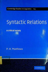 Syntactic Relations: A critical survey