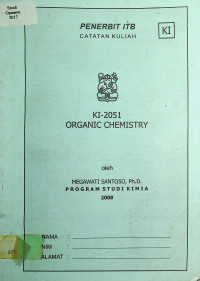ORGANIC CHEMISTRY: CATATAN KULIAH KI-2051