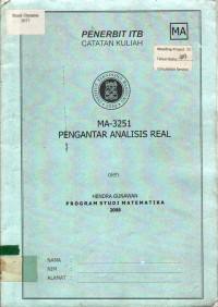 PENGANTAR ANALISIS REAL: CATATAN KULIAH MA-3251