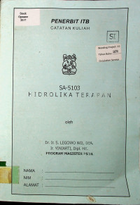 HIDROLIKA TERAPAN: CATATAN KULIAH SA-5103