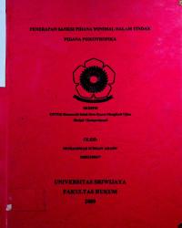 PENERAPAN SANKSI PIDANA MINIMAL DALAM TINDAK PIDANA PSIKOTROPIKA