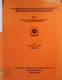 INVENTARISASI ARTHROPODA TANAH DI KAWASAN ALAMI MANGR.OVE NIPAH (Nypa/rw/Jca/w Wurmb») KECAMATAN PULAU RIMAU KABUPATEN BANYUASIN PROVINSI SUMATERA SELATAN