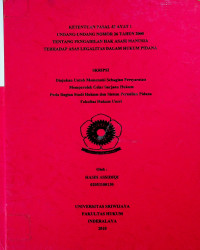 KETENTUAN PASAL 43 AYAT 1 UNDANG UNDANG NOMOR 26 TAHUN 2000 TENTANG PENGADILAN HAK ASASI MANUSIA TERHADAP ASAS LEGALITAS DALAM HUKUM PIDANA