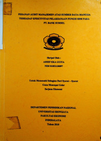 PERANAN AUDIT MANAJEMEN ATAS SUMBER DAYA MANUSIA TERHADAP EFEKTIVITAS PELAKSANAAN FUNGSI SDM PADA PT. BANK SUMSEL
