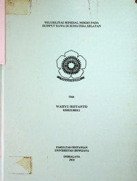 SOLUBILITAS MINERAL MIKRO PADA RUMPUT RAWA DI SUMATERA SELATAN