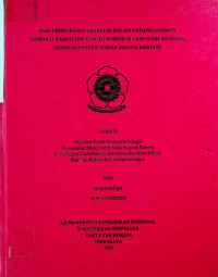 ASAS PEMBUKTIAN TERBALIK DALAM UNDANG-UNDANG NOMOR 31 TAHUN 1999 JUNCTO NOMOR 20 TAHUN 2001 TENTANG PEMBERANTASAN TINDAK PIDANA KORUPSI