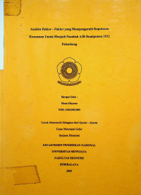 ANALISIS FAKTOR-FAKTOR YANG MEMPENGARUHI KEPUTUSAN KONSUMEN UNTUK MENJADI NASABAH AJB BUMIPUTERA 1912 PALEMBANG